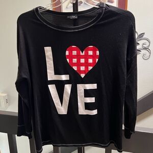 NWOT Oversized Zutter Black Love Graphic Long Sleeve Top #163